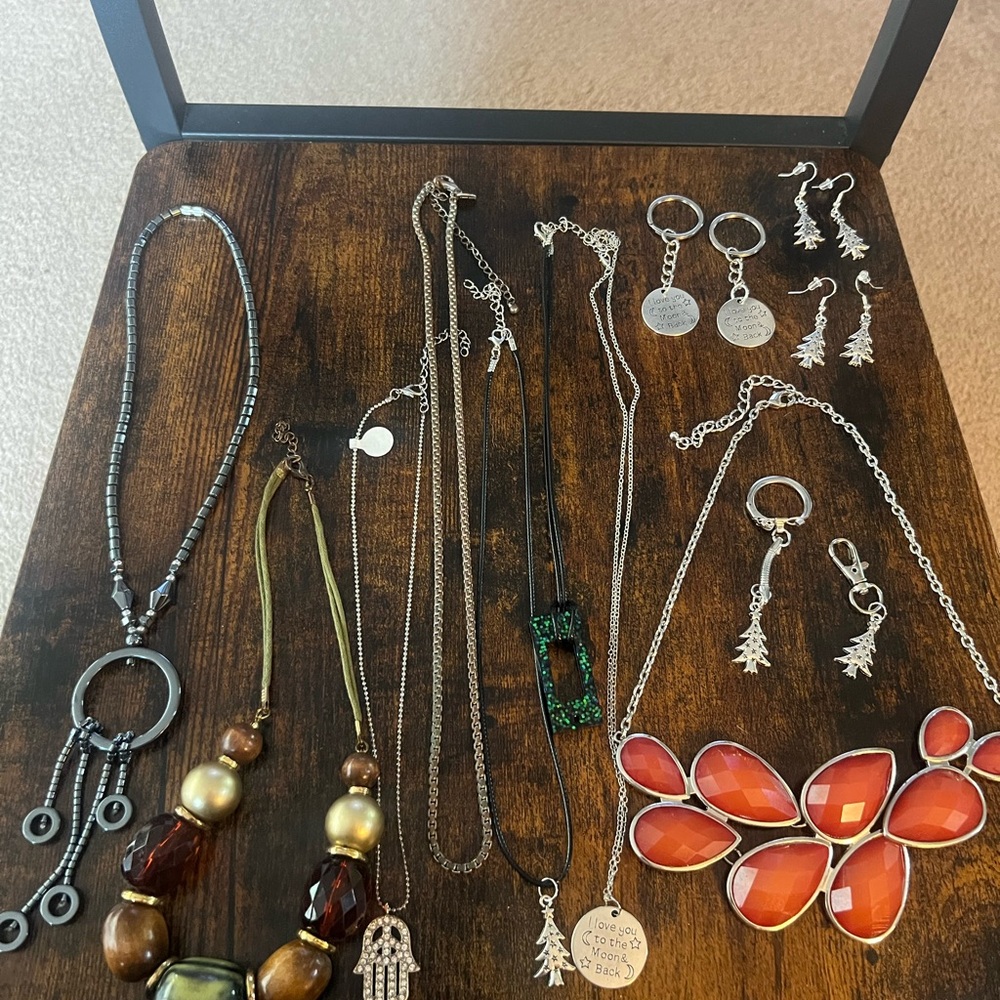 Silver and Orange Jewelry Set D77
